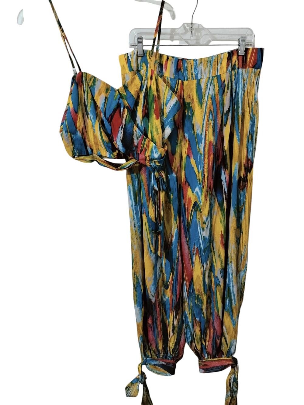 5759)Goodtime USA 2 pcs Multicolor Crop top and Harlem Jogger Pants set XL